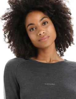 Icebreaker Women's 260 ZoneKnit™ Long Sleeve Crewe Thermal Top JetHeather/Black Best Sale