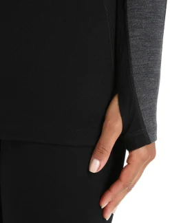 Icebreaker Women's 260 ZoneKnit™ Long Sleeve Crewe Thermal Top JetHeather/Black Best Sale