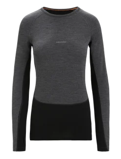 Icebreaker Women's 260 ZoneKnit™ Long Sleeve Crewe Thermal Top JetHeather/Black Best Sale