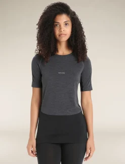 Icebreaker Women's 125 ZoneKnit™ Short Sleeve Crewe Thermal Top JetHeather/Black Hot