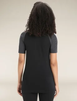 Icebreaker Women's 125 ZoneKnit™ Short Sleeve Crewe Thermal Top JetHeather/Black Hot