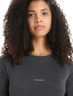 Icebreaker Women's 125 ZoneKnit™ Short Sleeve Crewe Thermal Top JetHeather/Black Hot