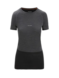 Icebreaker Women's 125 ZoneKnit™ Short Sleeve Crewe Thermal Top JetHeather/Black Hot