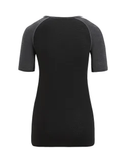 Icebreaker Women's 125 ZoneKnit™ Short Sleeve Crewe Thermal Top JetHeather/Black Hot