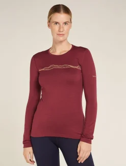 Icebreaker Women's Merino 200 Oasis Long Sleeve Crewe Thermal Top Mountain Pulse Port Cheap