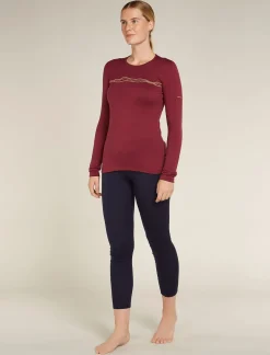 Women's Merino 200 Oasis Long Sleeve Crewe Thermal Top Mountain Pulse-Icebreaker New