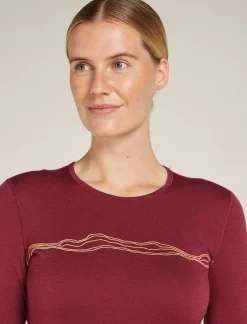 Women's Merino 200 Oasis Long Sleeve Crewe Thermal Top Mountain Pulse-Icebreaker New
