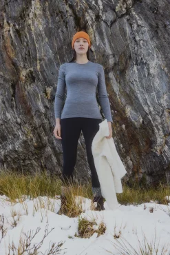 Icebreaker Women's Merino 200 Oasis Long Sleeve Crewe Thermal Top GritstoneHeather Sale