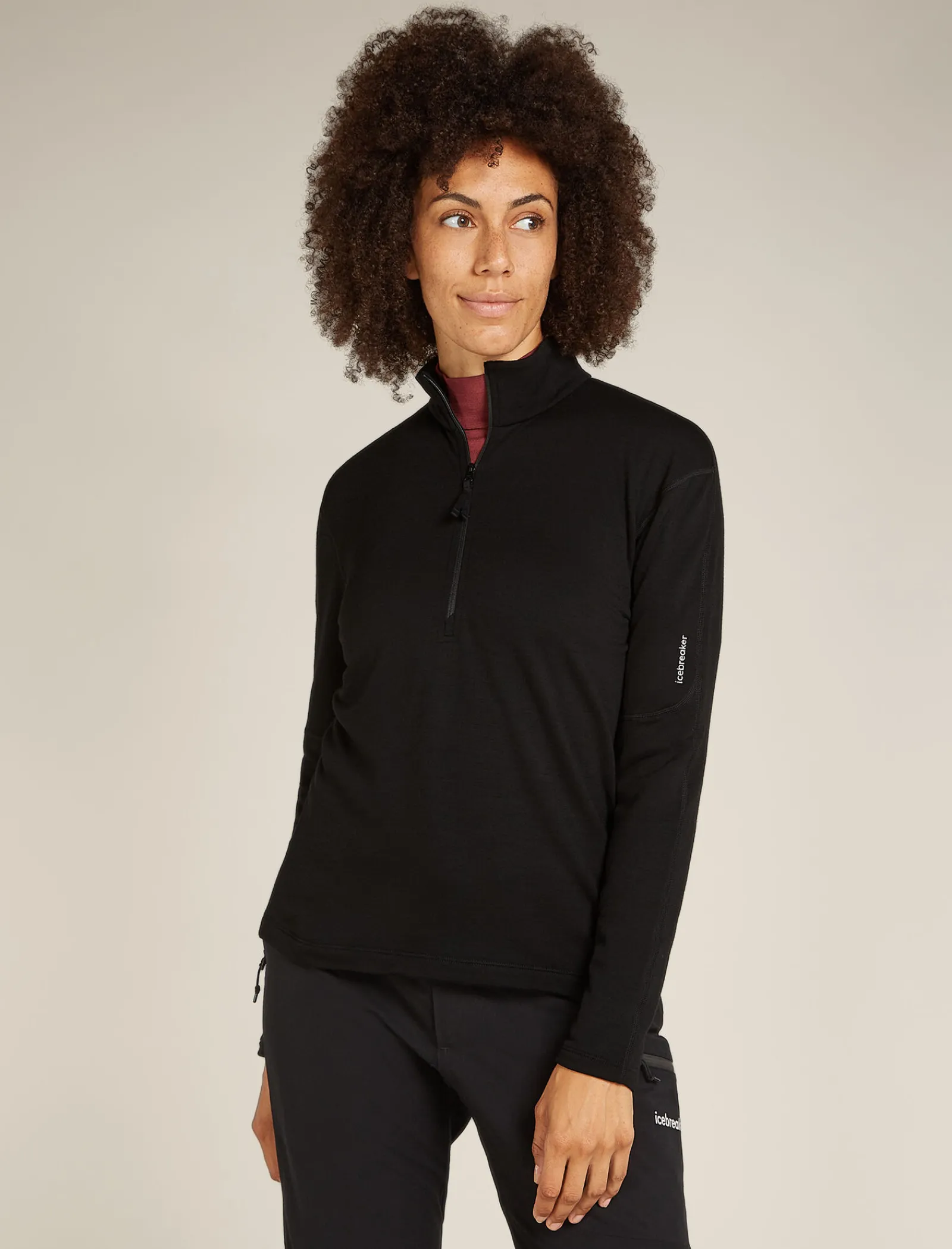 Icebreaker Women's Merino 360 Realfleece™ Elemental Long Sleeve Half Zip Jacket Black Flash Sale