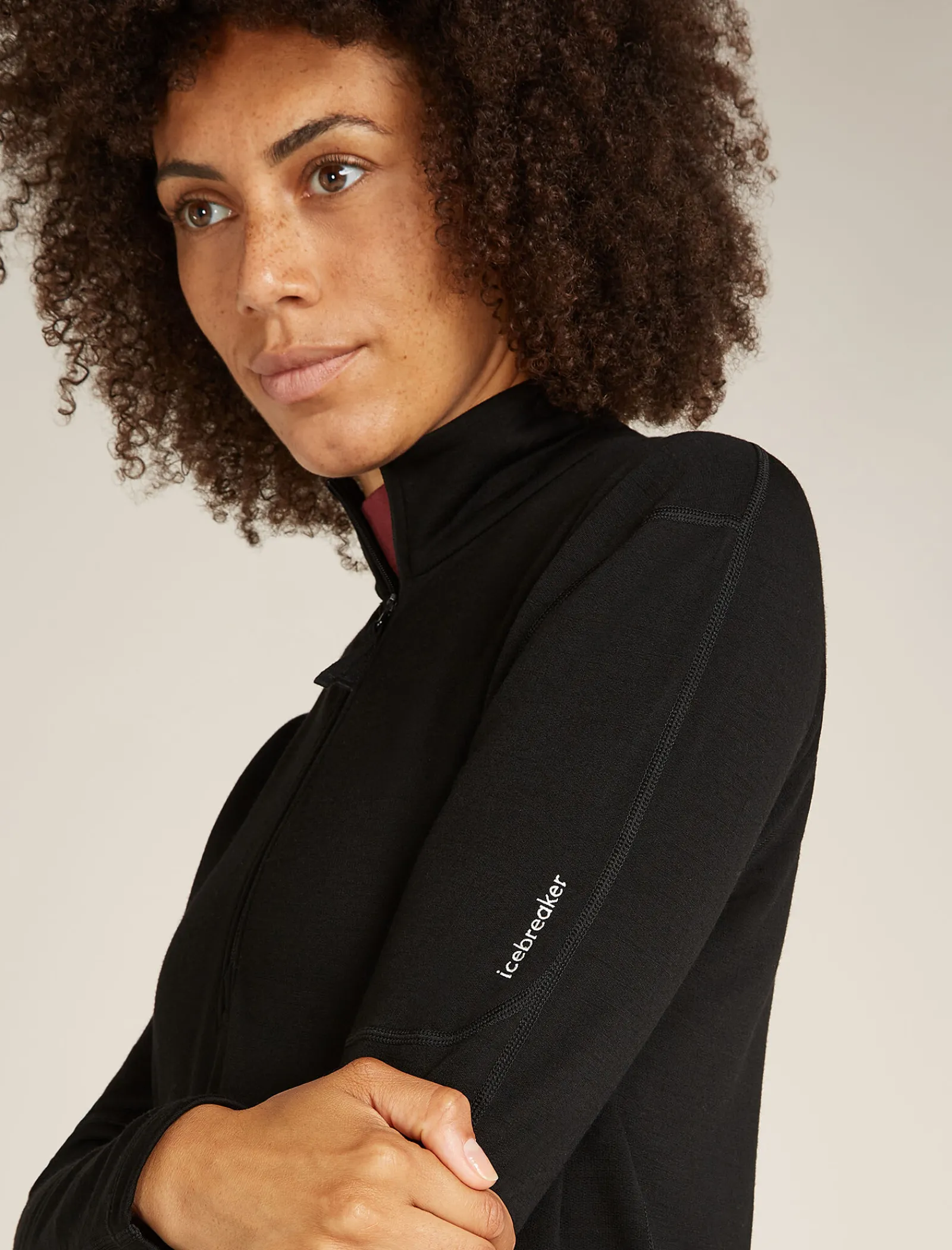 Icebreaker Women's Merino 360 Realfleece™ Elemental Long Sleeve Half Zip Jacket Black Flash Sale