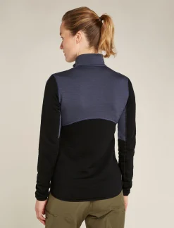 Icebreaker Women's Merino 400 RealFleece™ Descender Long Sleeve Zip Jacket Graphite/Black Store