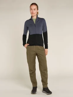 Icebreaker Women's Merino 400 RealFleece™ Descender Long Sleeve Zip Jacket Graphite/Black Store