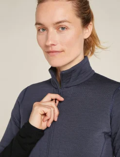 Icebreaker Women's Merino 400 RealFleece™ Descender Long Sleeve Zip Jacket Graphite/Black Store