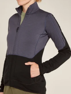 Icebreaker Women's Merino 400 RealFleece™ Descender Long Sleeve Zip Jacket Graphite/Black Store