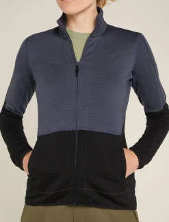 Icebreaker Women's Merino 400 RealFleece™ Descender Long Sleeve Zip Jacket Graphite/Black Store