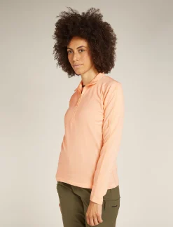 Icebreaker Women's Merino 360 Realfleece™ Elemental Long Sleeve Half Zip Jacket Sunstone Hot