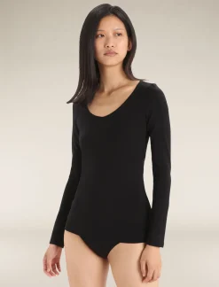 Icebreaker Women's Merino 150 Siren Long Sleeve Sweetheart Top Black Shop