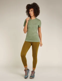 Icebreaker Women's Merino 150 Tech Lite Short Sleeve T-Shirt Winter Floral Lichen Fashion