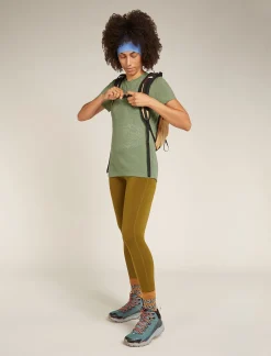 Icebreaker Women's Merino 150 Tech Lite Short Sleeve T-Shirt Winter Floral Lichen Fashion