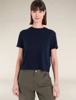 Icebreaker Women's Merino 150 Tech Lite Short Sleeve Crop T-Shirt MidnightNavy Hot