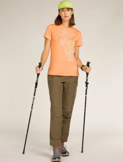 Women's Merino 150 Tech Lite Short Sleeve T-Shirt Winter Floral-Icebreaker New