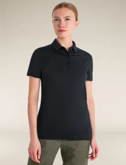 Icebreaker Women's Merino 150 Tech Lite Short Sleeve Polo Black Cheap