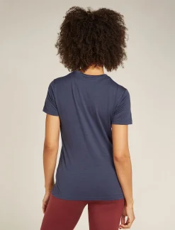 Icebreaker Women's Merino 150 Tech Lite Short Sleeve T-Shirt Camping Lines Graphite New