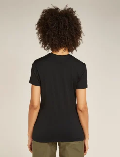 Icebreaker Women's Merino 150 Tech Lite Short Sleeve T-Shirt Camping Circle Black Sale