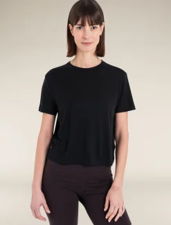 Icebreaker Women's Merino 150 Tech Lite Short Sleeve Crop T-Shirt Black Sale