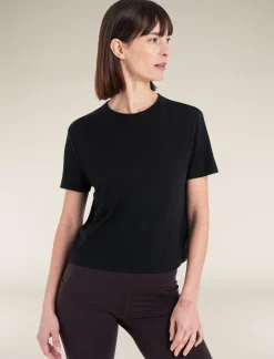 Icebreaker Women's Merino 150 Tech Lite Short Sleeve Crop T-Shirt Black Sale