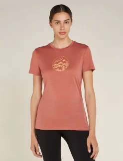 Icebreaker Women's Merino 150 Tech Lite Short Sleeve T-Shirt Camping Circle CedarWood Cheap