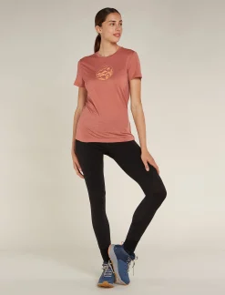Icebreaker Women's Merino 150 Tech Lite Short Sleeve T-Shirt Camping Circle CedarWood Cheap