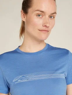 Women's Merino 150 Tech Lite Short Sleeve T-Shirt Camping Lines-Icebreaker Discount