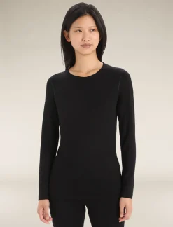 Icebreaker Women's Merino 260 Tech Long Sleeve Crew Neck Thermal Top Black Cheap