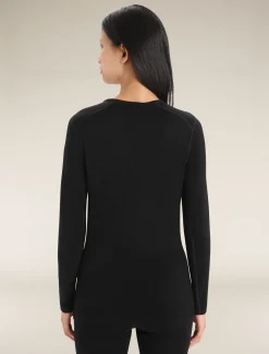 Icebreaker Women's Merino 260 Tech Long Sleeve Crew Neck Thermal Top Black Cheap