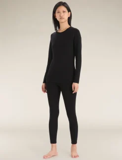 Icebreaker Women's Merino 260 Tech Long Sleeve Crew Neck Thermal Top Black Cheap