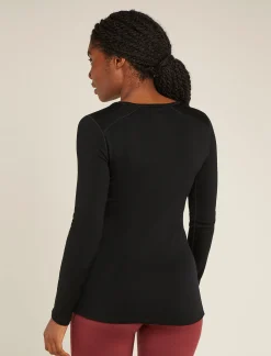 Icebreaker Women's Merino 260 Tech Long Sleeve Scoop Thermal Top Black Flash Sale