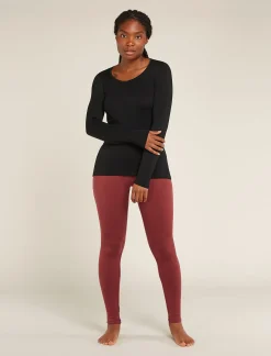 Icebreaker Women's Merino 260 Tech Long Sleeve Scoop Thermal Top Black Flash Sale