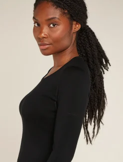 Icebreaker Women's Merino 260 Tech Long Sleeve Scoop Thermal Top Black Flash Sale