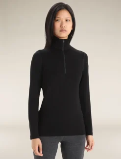Icebreaker Women's Merino 260 Tech Long Sleeve Half Zip Thermal Top Black Online