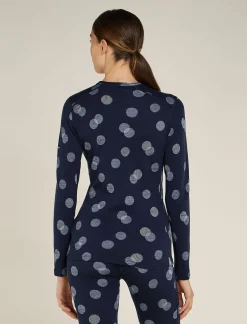 Icebreaker Women's Merino 260 Vertex Long Sleeve Crewe Thermal Top Falling Flakes MidnightNavy/Snow Best Sale