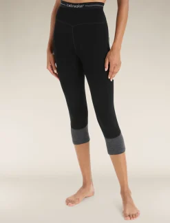 Icebreaker Women's Merino 260 ZoneKnit™ 3/4 Thermal Leggings Black/JetHeather Clearance