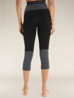 Icebreaker Women's Merino 260 ZoneKnit™ 3/4 Thermal Leggings Black/JetHeather Clearance