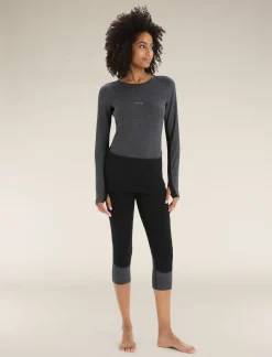 Icebreaker Women's Merino 260 ZoneKnit™ 3/4 Thermal Leggings Black/JetHeather Clearance