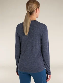 Icebreaker Women's Merino Blend 125 Cool-Lite™ Sphere Long Sleeve T-Shirt MidnightNavyHeather Clearance