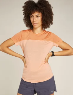Icebreaker Women's Merino Blend 125 Cool-Lite™ Sphere Short Sleeve T-Shirt Colour Block Sunstone/Feldspar Clearance