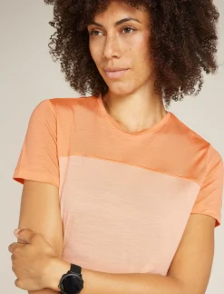 Icebreaker Women's Merino Blend 125 Cool-Lite™ Sphere Short Sleeve T-Shirt Colour Block Sunstone/Feldspar Clearance