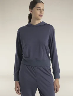 Icebreaker Women's Merino Blend 200 Crush Long Sleeve Hoodie Graphite Fashion