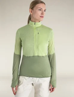 Icebreaker Women's Merino Blend 200 Realfleece™ Descender Long Sleeve Half Zip Jacket Glazen/Lichen Cheap