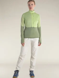 Icebreaker Women's Merino Blend 200 Realfleece™ Descender Long Sleeve Half Zip Jacket Glazen/Lichen Cheap